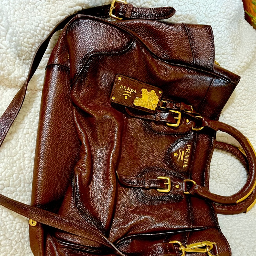 Prada like brown leather